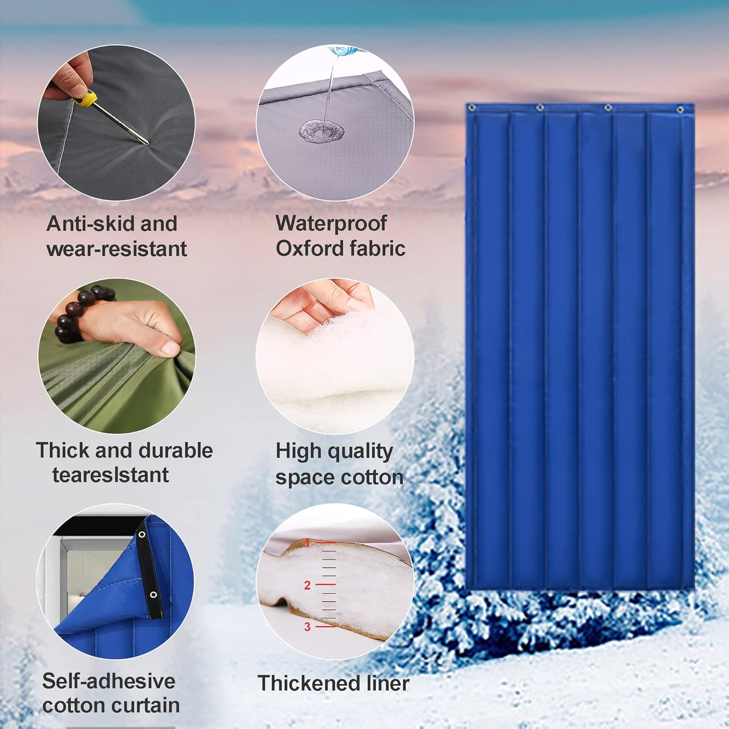 Thermal Insulated Blackout Door Curtain,Soundproof Blanket For Doorway,Winter Doorway Cover Screen Door Curtain,Thick Thermal Fabric Door Cover,for Accordion Door,temporary Door,Air Conditioner Room (