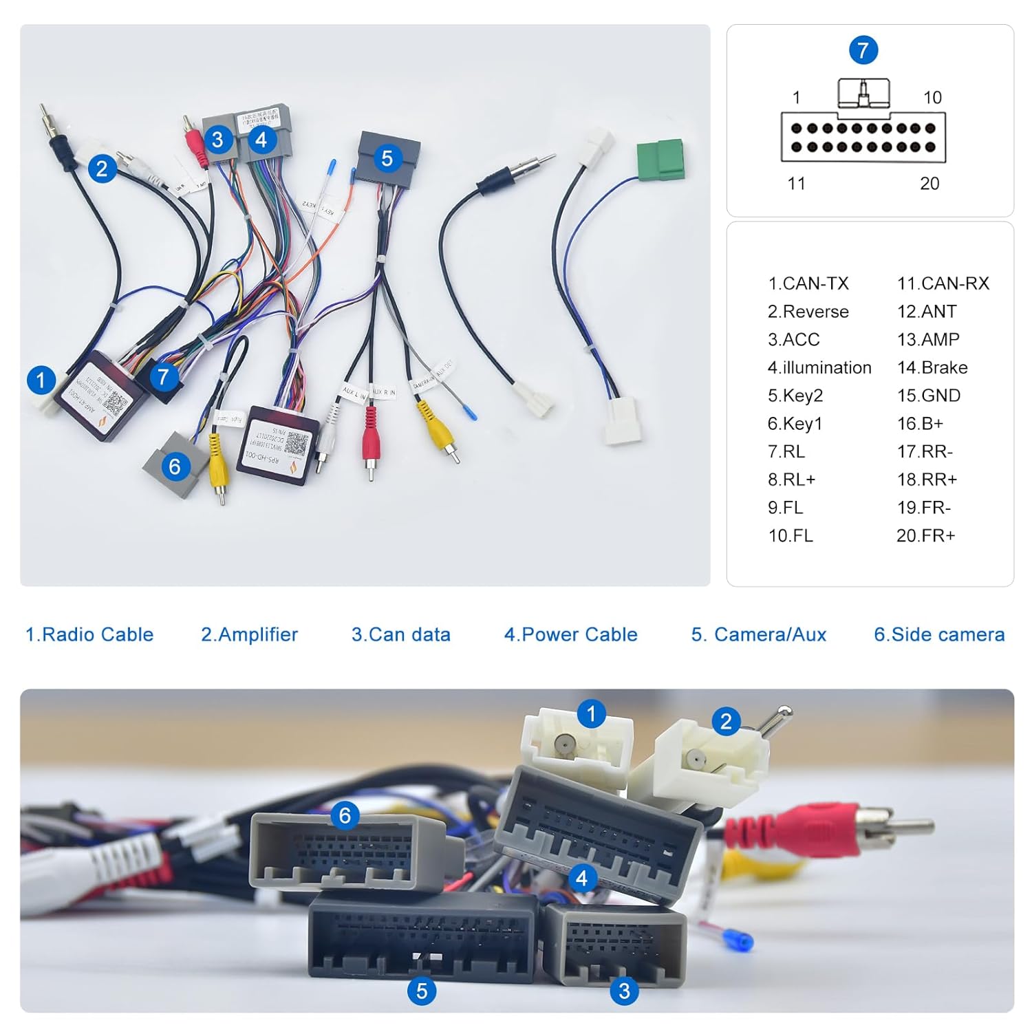 Dasaita Harness for Honda Civic 2015 2016 2017 2018 2019 2020 2021 2022 Original Car with Fiber Optic Power Amplifier