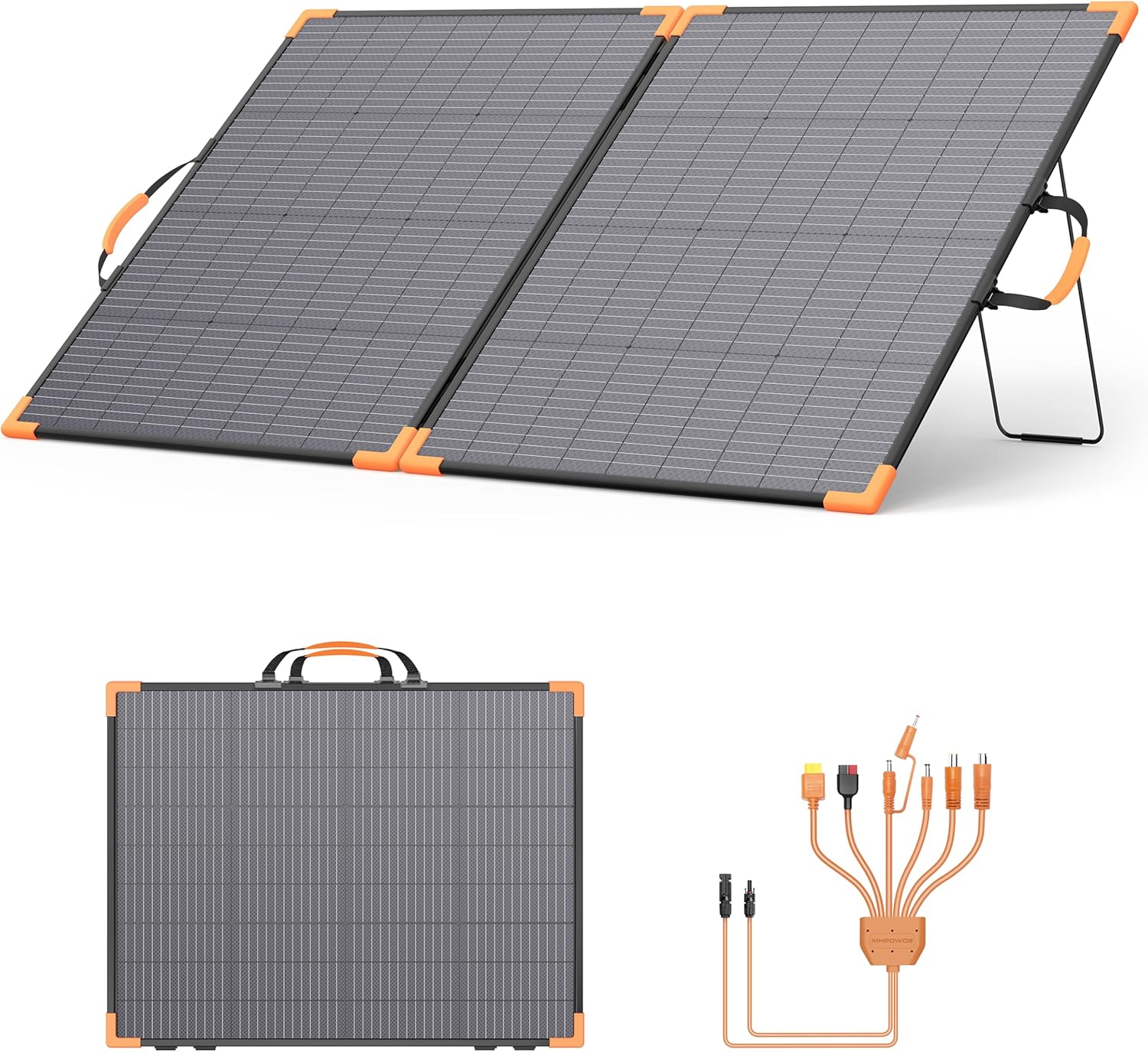 200 Watt Bifacial Portable Solar Panel, 20V Foldable Solar Charger for Power Station, IP68 Waterproof, 23.5% High Efficiency with 2 Sturdy Kickstands for RV Camping Off-Grid Blackouts