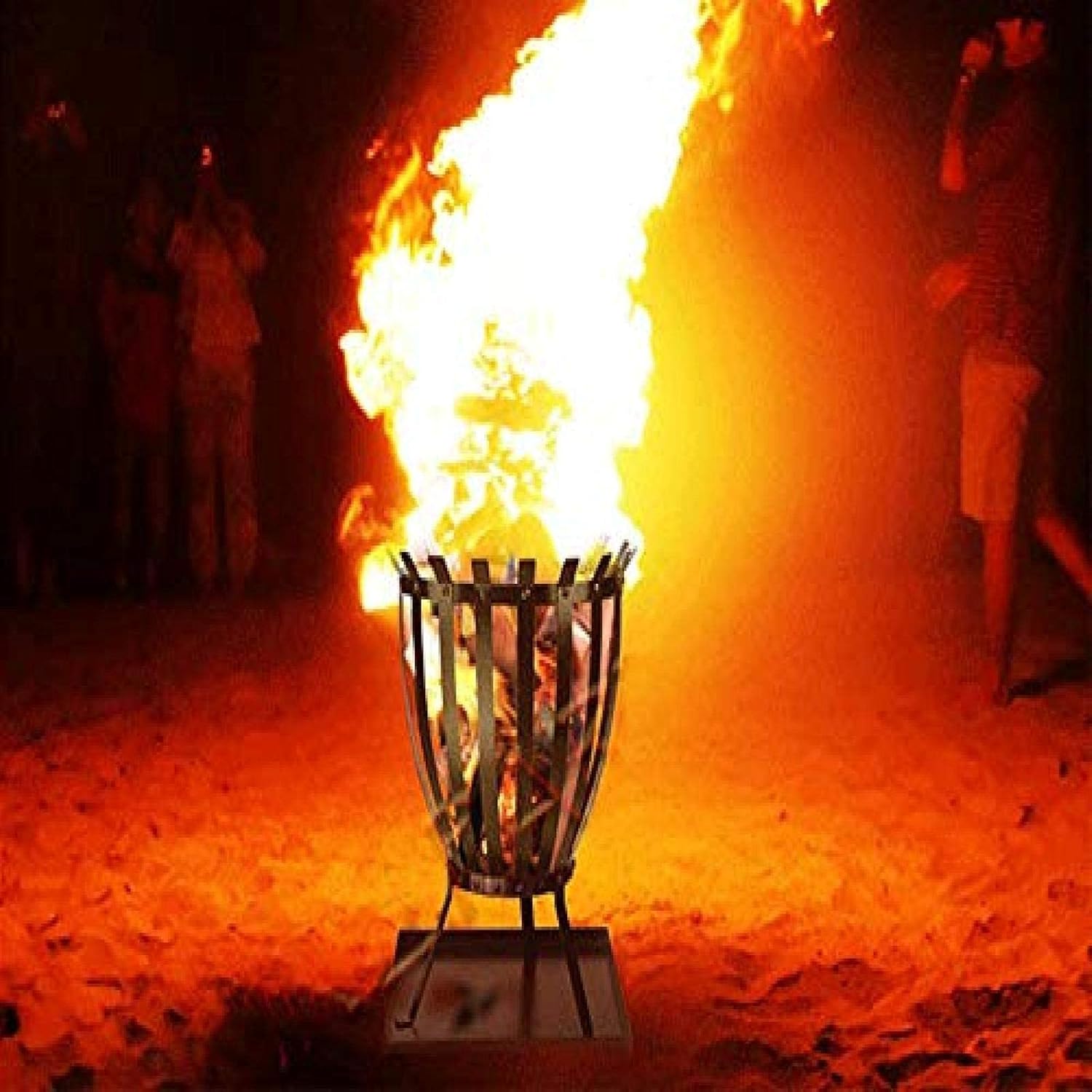 Fire Pit BBQ Grill Fire Bowl Iron Firepit Portable Metal Heater for Parties Camping Bonfire Wood Burning Large Pit Outdoor Cast Festivals, Carnival Night