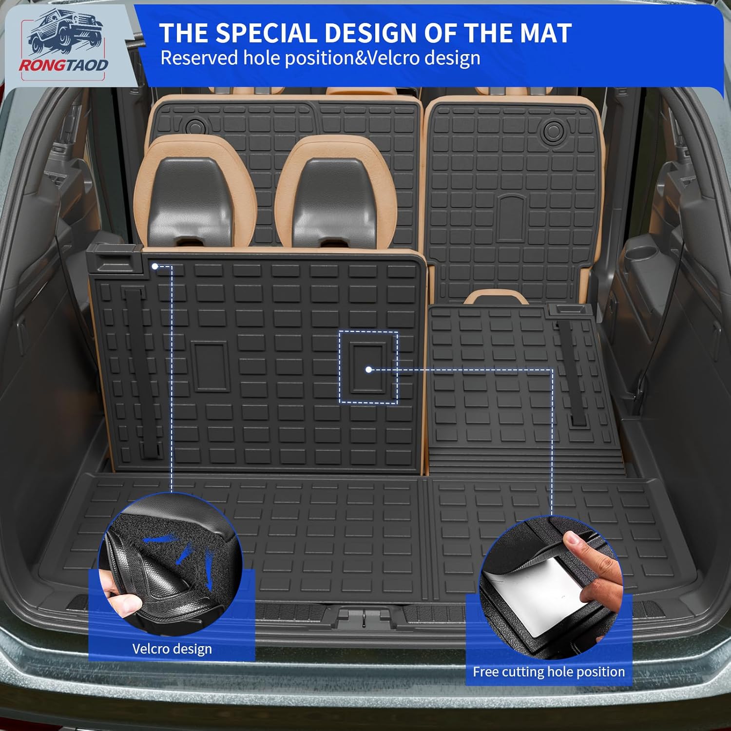 Rongtaod 7&8 Seats Floor Mats Compatible with 2022-2025 2026 Nissan Pathfinder Cargo Mat Trunk Mat Cargo Liner 2nd Row Kick Mats All Weather 2024 Pathfinder Accessories (Floor Mats Full Set 7pcs)