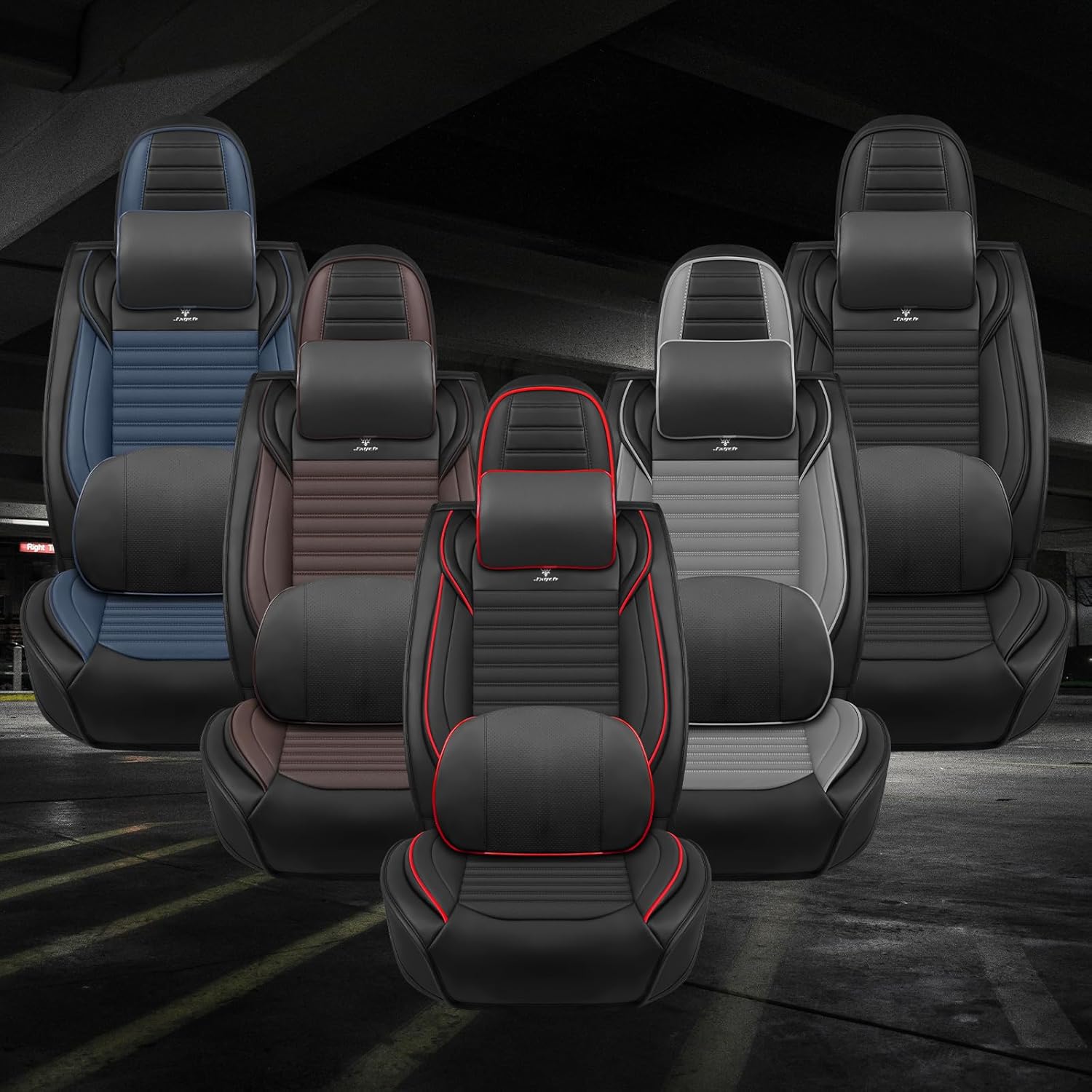 Seat Covers Full Set Fit for Nissan Titan 2004-2025, Breathable and Comfortable Leather Car Seat Cover, Deluxe Waterproof Cushion Cover Auto Interior Accessories (Black Red)