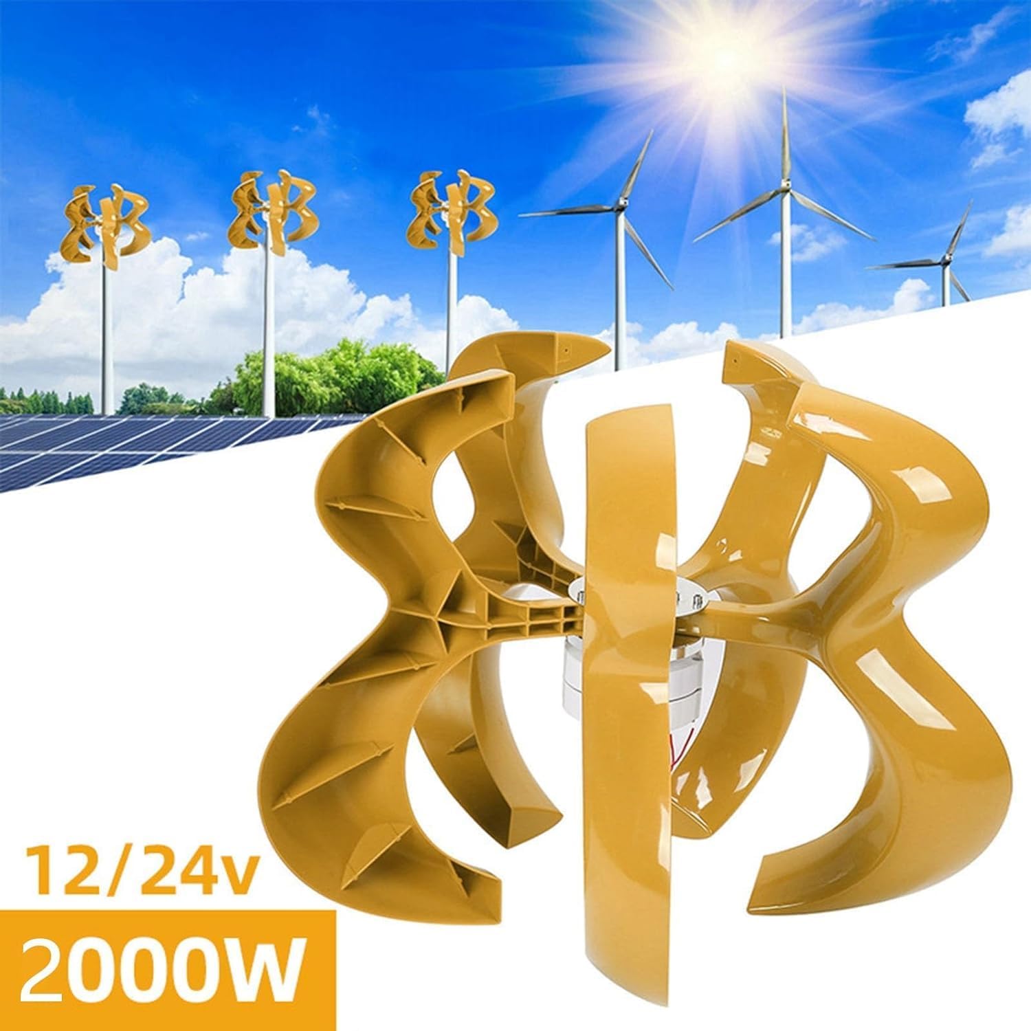 CAJUCA 8000W Wind Turbine Kit Vertical Three-Phase 5 Blade Generator New Energy Wind Turbine Generator with Controller and Solar Garden Light