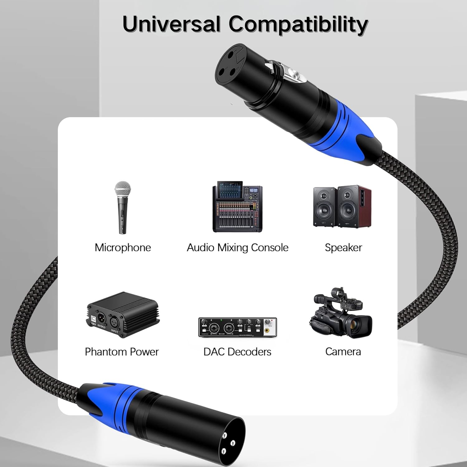 XLR Cables 25ft 6 Pack - Male to Female Braided Shielded Microphone Cable, 3-Pin Copper Conductors XLR Speaker Cords for Microphone, Mixer, DMX & PA Systems(Colorful)