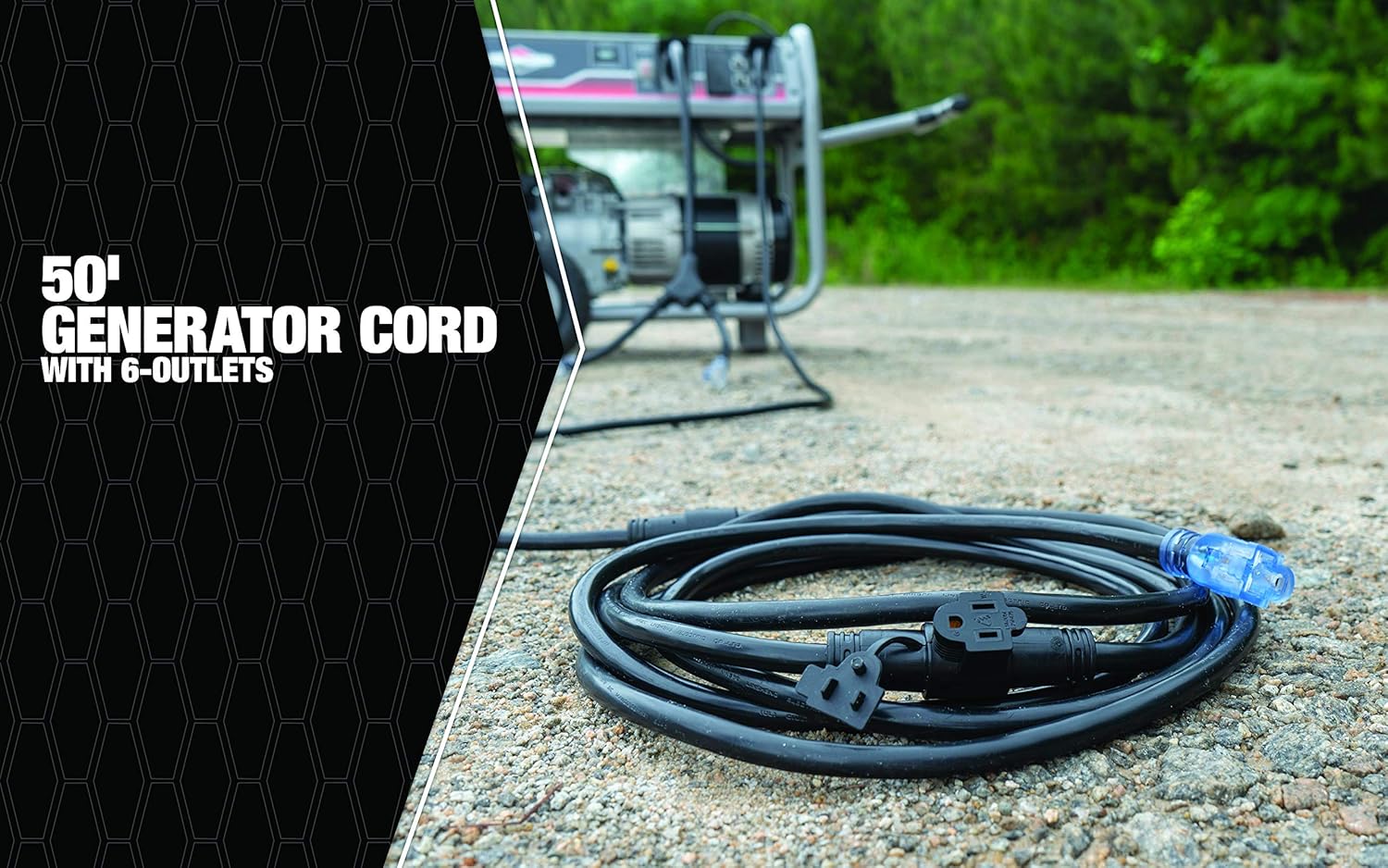 Southwire 65039101 12/3 50-Ft. Generator Power Cord; Black