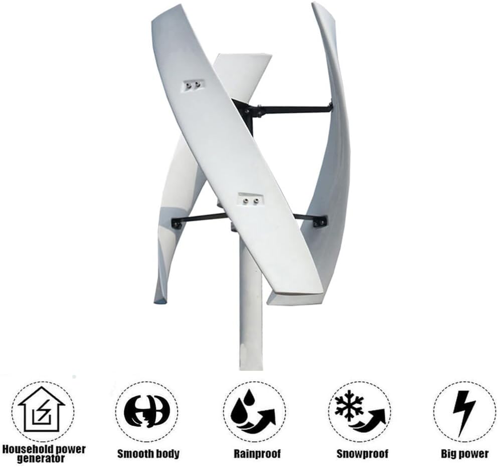12000W 220V Vertical Wind Turbine Wind Generator 3 Phases 50HZ 3 Blades No Noise Wind Turbine Generator for Home Farm Use (White)