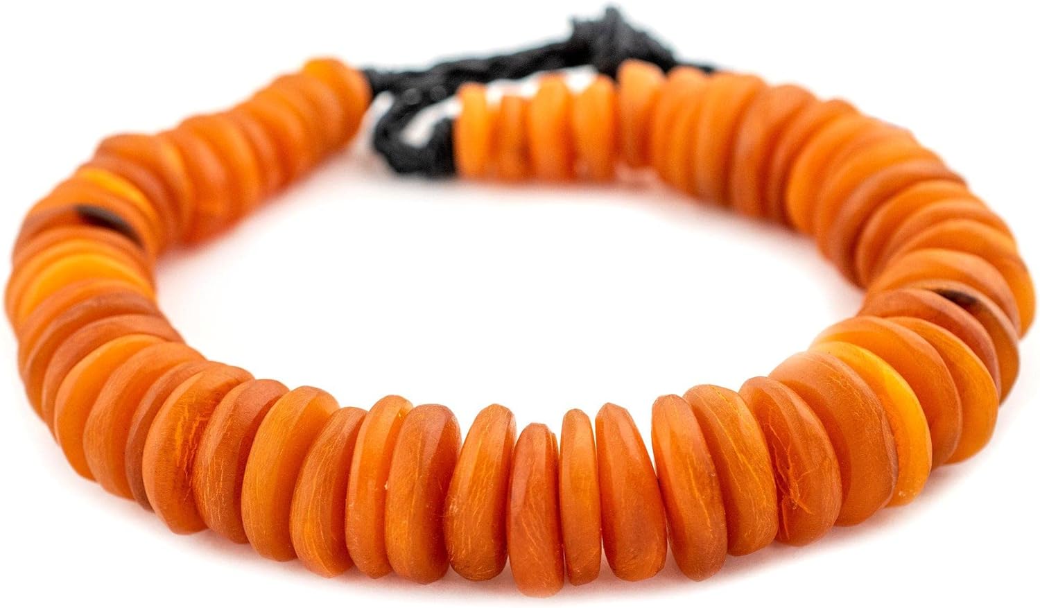 The Bead Chest Textured Moroccan Horn Beads 22mm Morocco African Orange Disk 16 Inch Strand Handmade