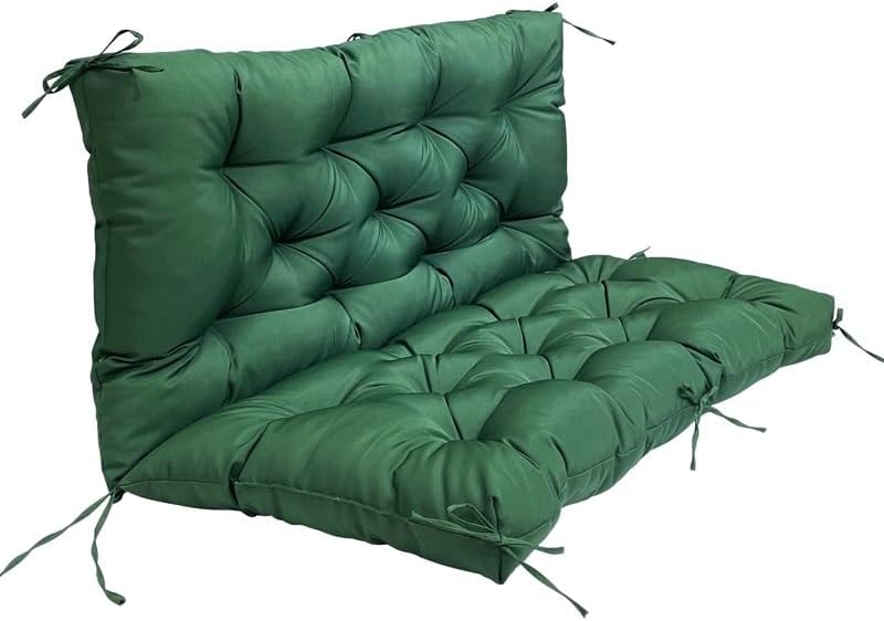 Porch Swing Cushion Garden Bench Seat Cushions with Back & Ties 2-3 Seater Thicken Patio Replacement Cushions for Outdoor Furniture Lawn Lounge Chair Loveseat Seat Mats