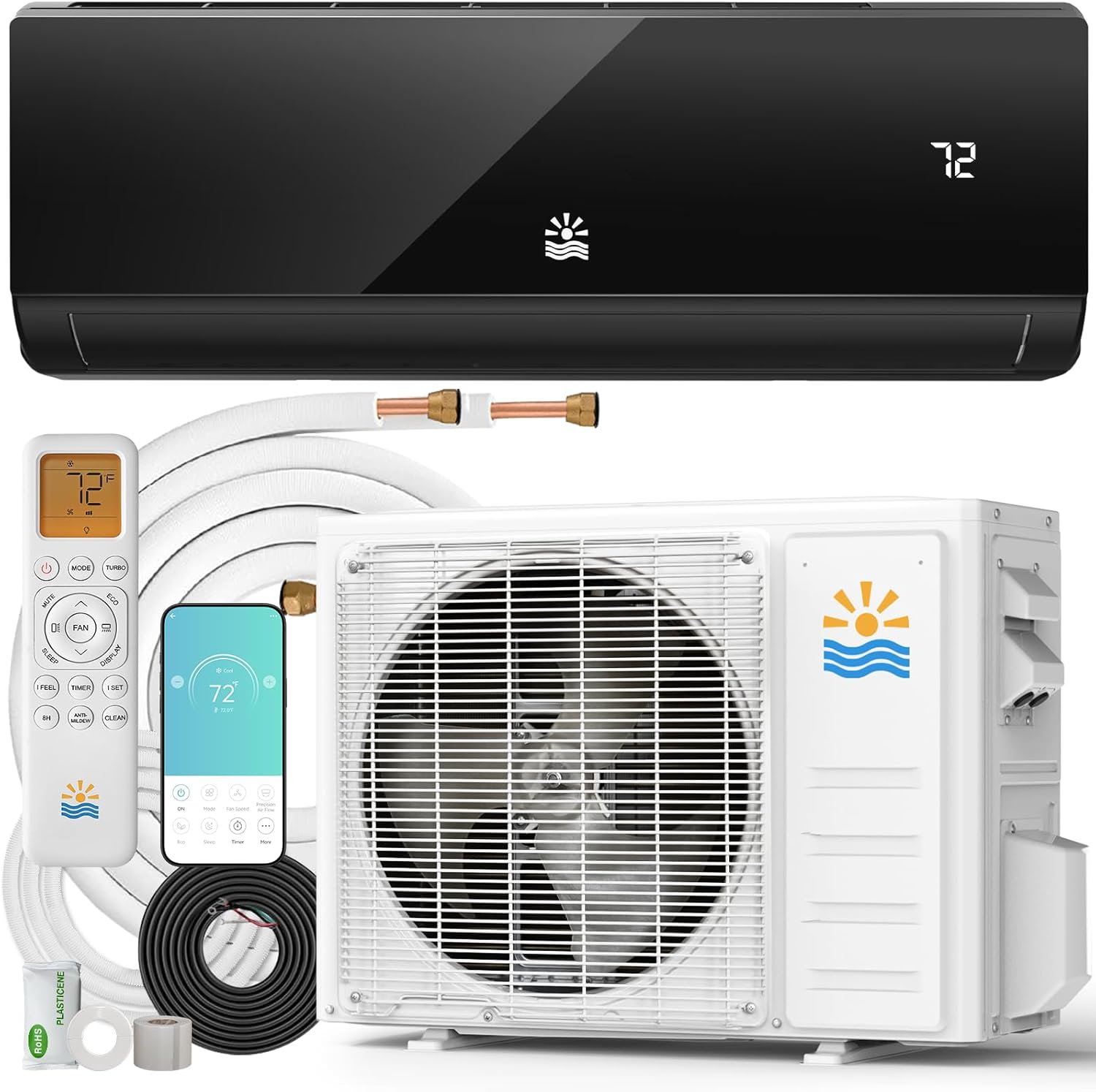 Mini Split Air Conditioner - 18000 BTU Ductless Mini Split Ac/Heating System, 230V 21 SEER2 Wifi Enabled Inverter, 1250Sq.Ft, Split AC Unit with Precharged Heat Pump, R454B with Installation Kit