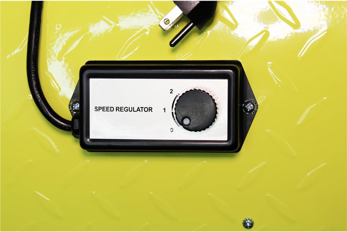 K Tool International 77743 42” Belt Drive Drum Fan with 8” Wheels, High-velocity, 2-Speed, Cut-off Protection, 14,800 Max CFM, cUL listed, Used in Warehouses, Shops, Greenhouses, Barns, Gyms, Yellow