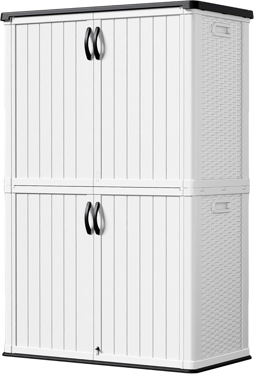 Devoko Outdoor Storage Cabinet 50 Cu Ft with Lockable Doors, Vertical Storage Shed Waterproof Patio Tools Storage Box for Sofa Cushions, Gardening Tools and Accessories (White)