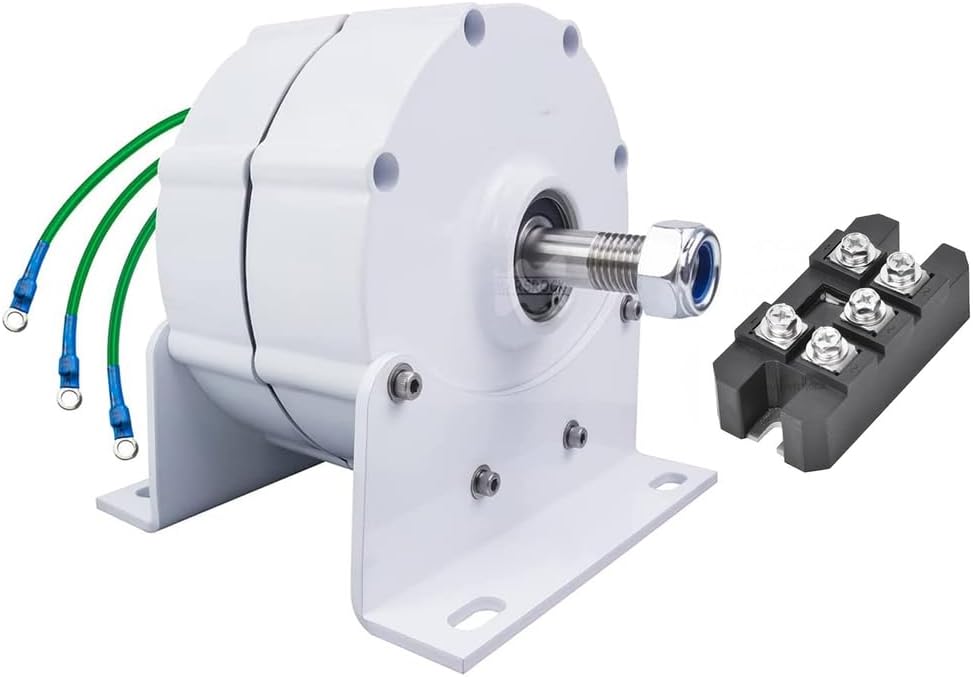 12000W with Base Permanent Magnet Electric Motor Generator, 12V-220V Gearless 3 Phase AC Alternator for Wind Turbine Water Turbine(With Rectifier),12v