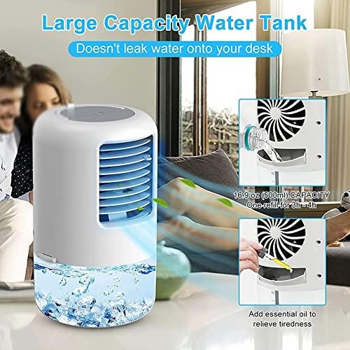 Portable Air Conditioner Cooling Fan, Evaporative Air Cooler for Room, 3 Wind Speed & 7 LED Light, 4 in 1 Personal Air Conditioners for Room/Office