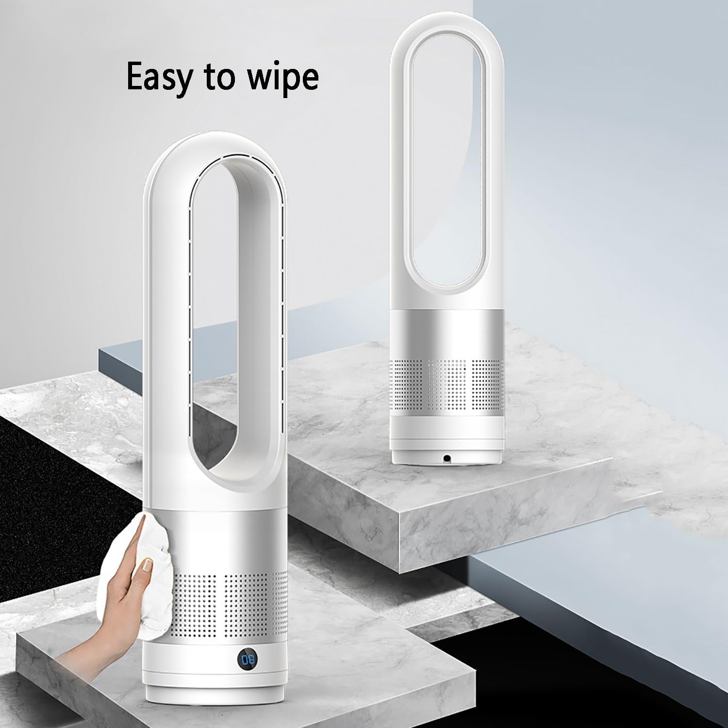 Bladeless Fan, Quiet Oscillating Tower Fan with Remote, Office Floor Fan, Air Circulation Fans, Hot and Cold, Can Be Used All Year Round；8 Air Speeds, Timed Appointments(Blue)