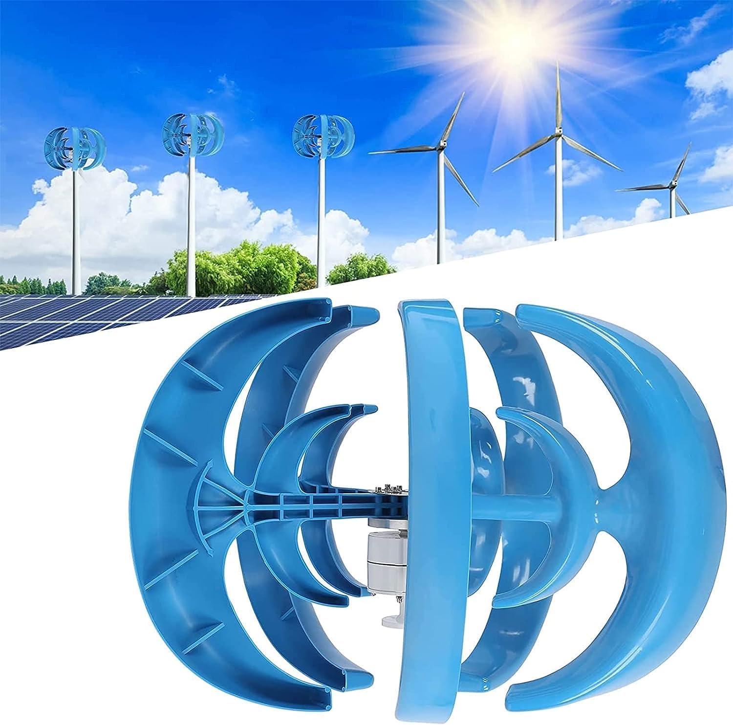 CHRISK Vertical Axis Wind Turbine Generator 5000W 5 Blades Wind Turbine Generator, 3 Phase AC Permanent Magnet Generator Wind Turbine Kit