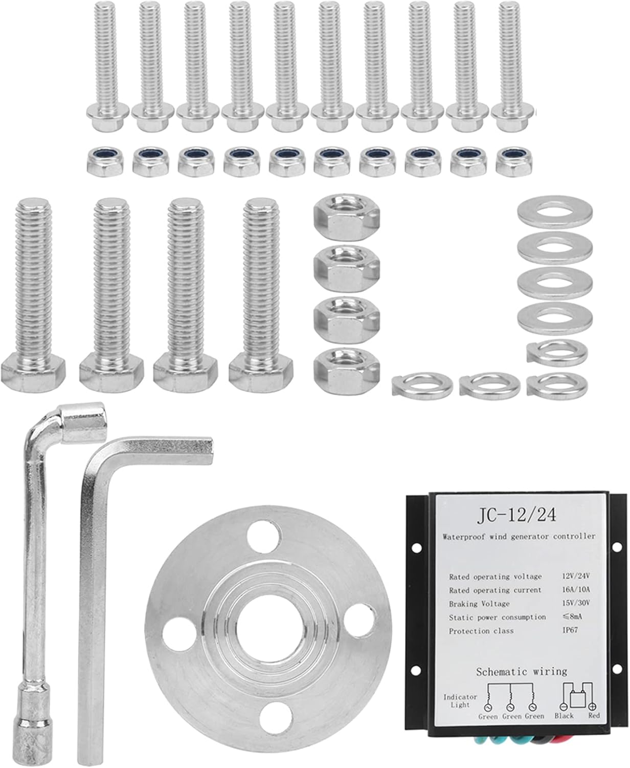 Oumefar 100W High Efficiency 5 Blades Wind Turbines Generator for Boats Mobile Homes, Black Alloy Material (Blue #11)