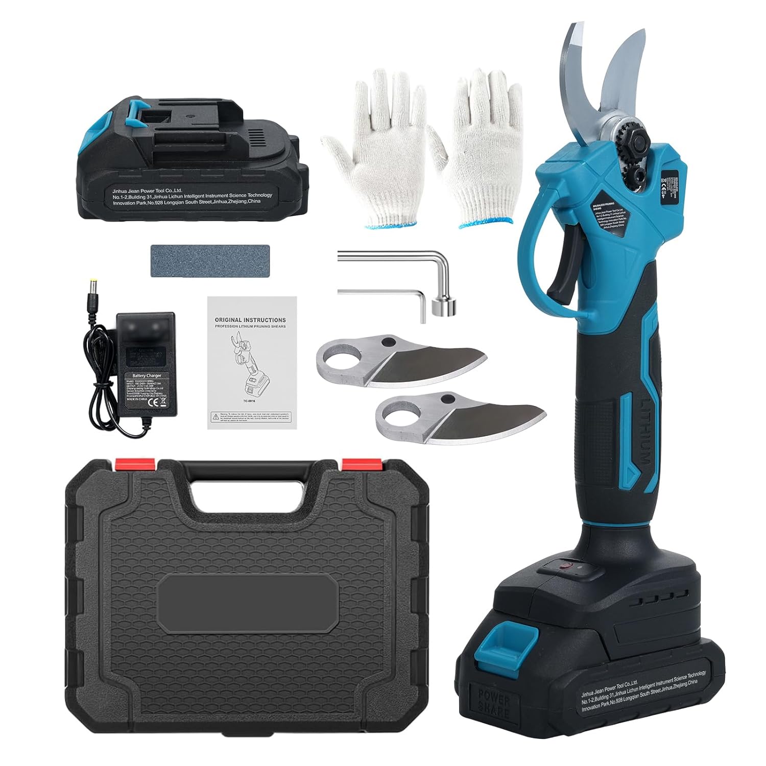 Electric Pruning Shears, 20V Cordless Branch Trimmer with Brushless Motor for Pruning Gardens, Farms, Orchards (US Plug)