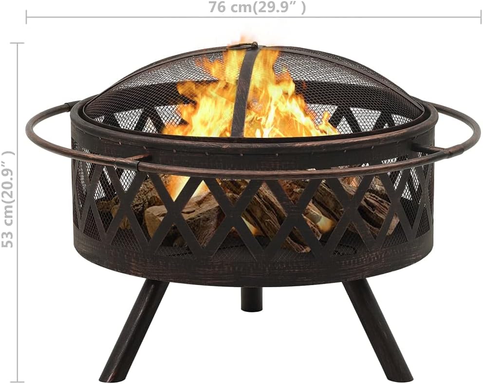 CHARMMA Rustic Fire Pit with Poker 29.9