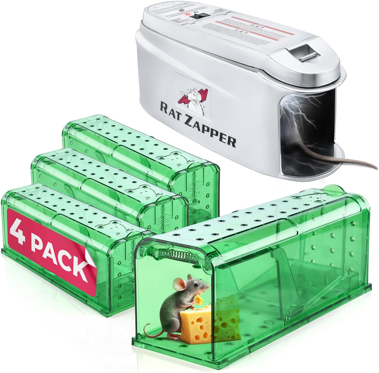 Teal Elite Rat Zapper and 4 Pack Mouse Trap Bundle