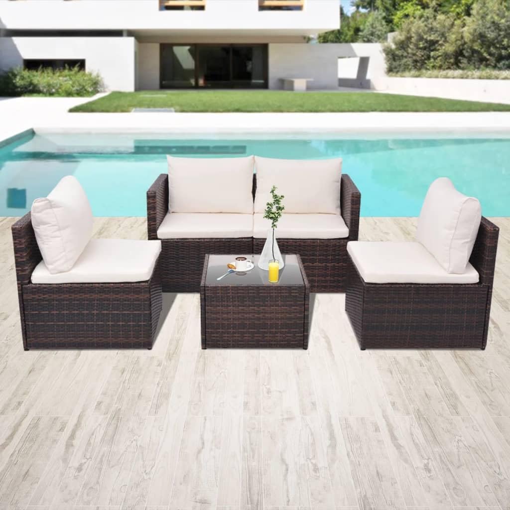 Furniture Sets Patio Sofa Set 13 Pieces Poly Rattan Brown,Stylish and Durable Rattan Sofa Set for Outdoor Relaxation Garden Conversation Sets