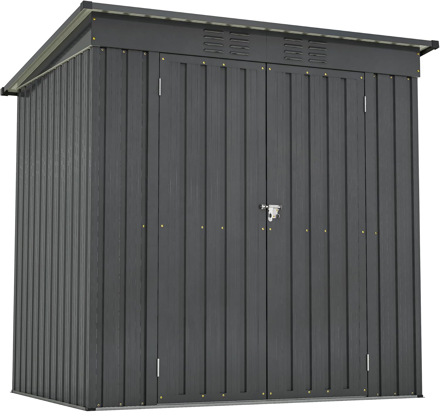 Waterproof Outdoor Storage Shed Metal Garden Tool Bike Sheds Kit Lean to Backyard Storage Building Cabinet House Utility Shed,6x4 ft Black with Floor Frame