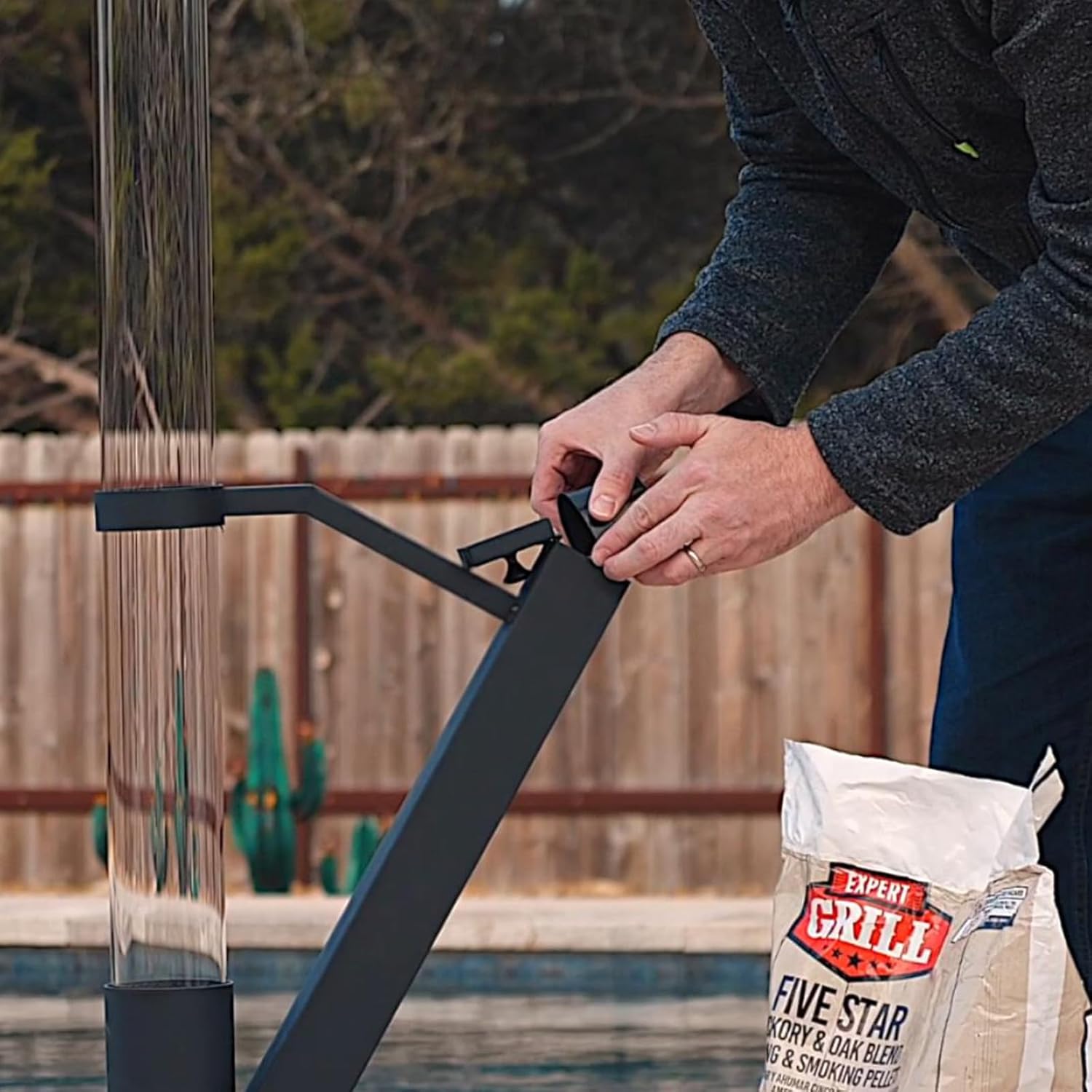 CHARMELEON Wood Pellet Fire Pits for Outside – Portable Wood Pellet Heater – Painted Stainless Steel Outdoor Fire Pit for Backyard – Patio Rocket Stove – Matte Black - M