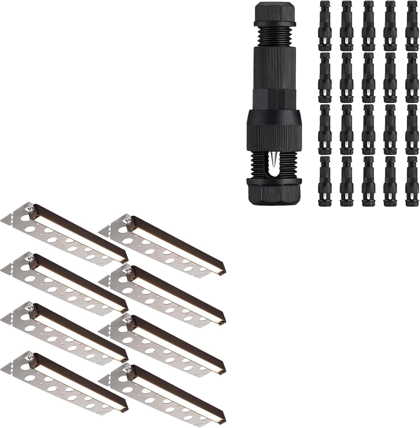 LEONLITE Hardscape Lighting Bundle Wire Connectors, 8-Pack 12 Inch LED Hardscape Lighting, Retaining Wall Lights, 12V AC/DC, ETL, 2700K & 20-Pack Fastlock Wire Connectors for Landscape Lighting
