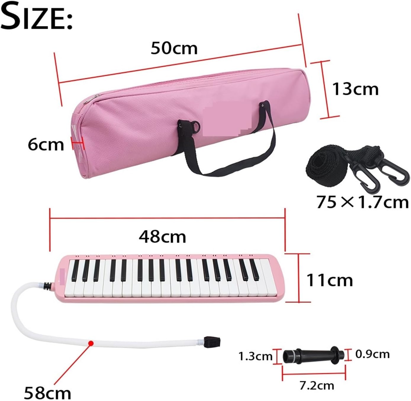 Melodica 37 Keys Melodica ABS Pianica With Bag Suitable For Music Enthusiasts Green/Blue/Red/Black/Pink(Pink Melodica)