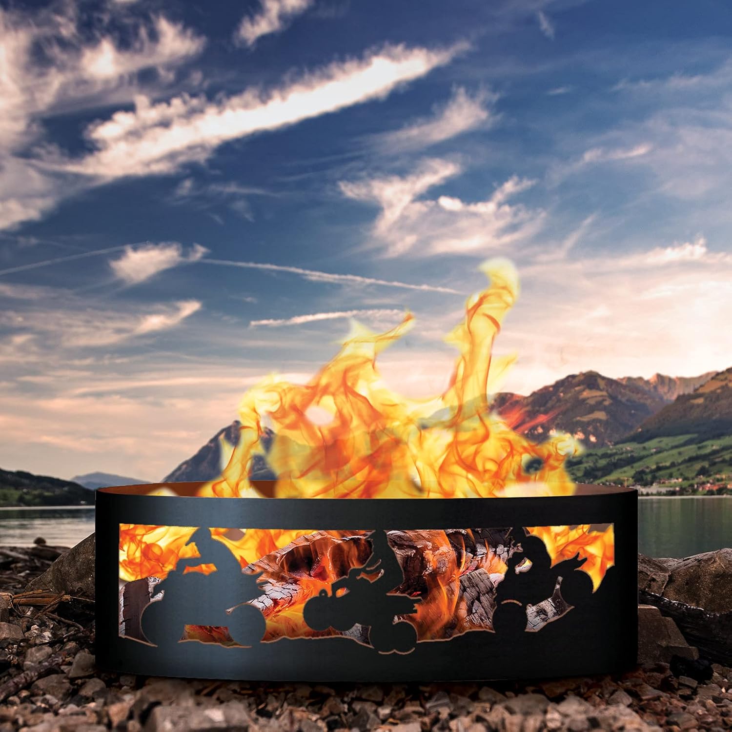 PD Metals ATV01337 ATV Unpainted 12 in. Tall 37 in. Diameter Outdoor Fire Ring - 37 x 37 x 12 in. - Rustic Black Color