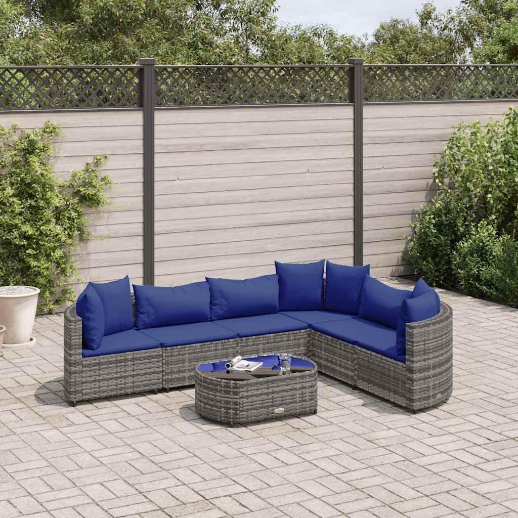 7 Piece Patio Sofa Set with Cushions Gray Poly Rattan,Stylish and Durable Patio Sofa Set with Comfortable Cushions for Outdoor Relaxation Patio Furniture Sets