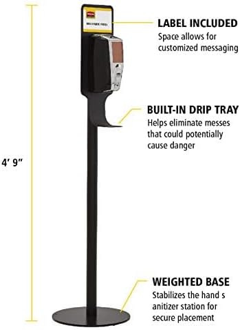 Rubbermaid Commercial Products AutoFoam Hand Sanitizer Station, Indoor/Outdoor Use, Metal Stand Only (Hand Sanitizer and Dispenser Sold Separately)