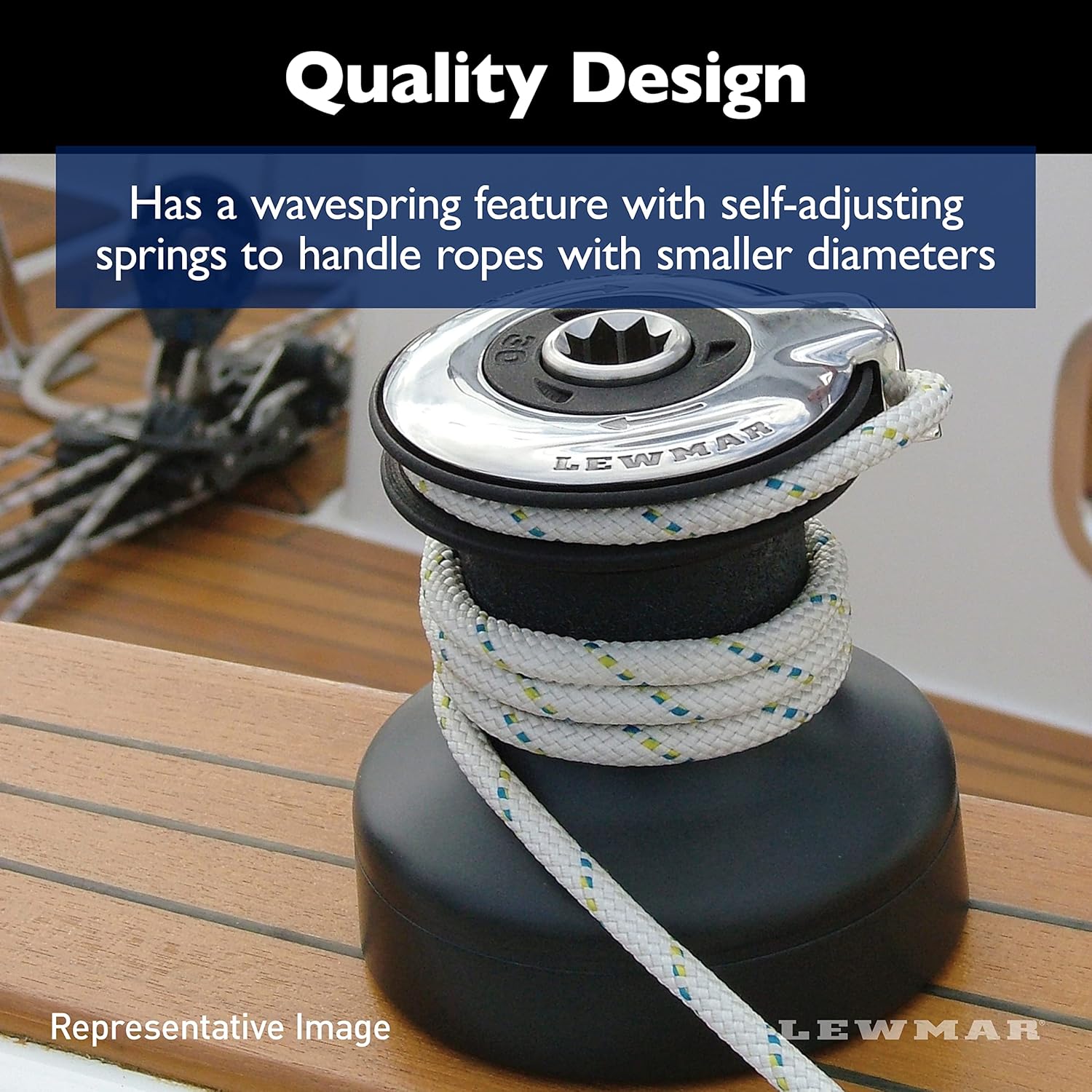 Lewmar Ocean Self Tailing Winch 16CST Single Speed in Aluminum – Single Speed Size 16 Winch, Gear Ratio 2:1, Power Ratio 15.8:1, Measures 4-3/4