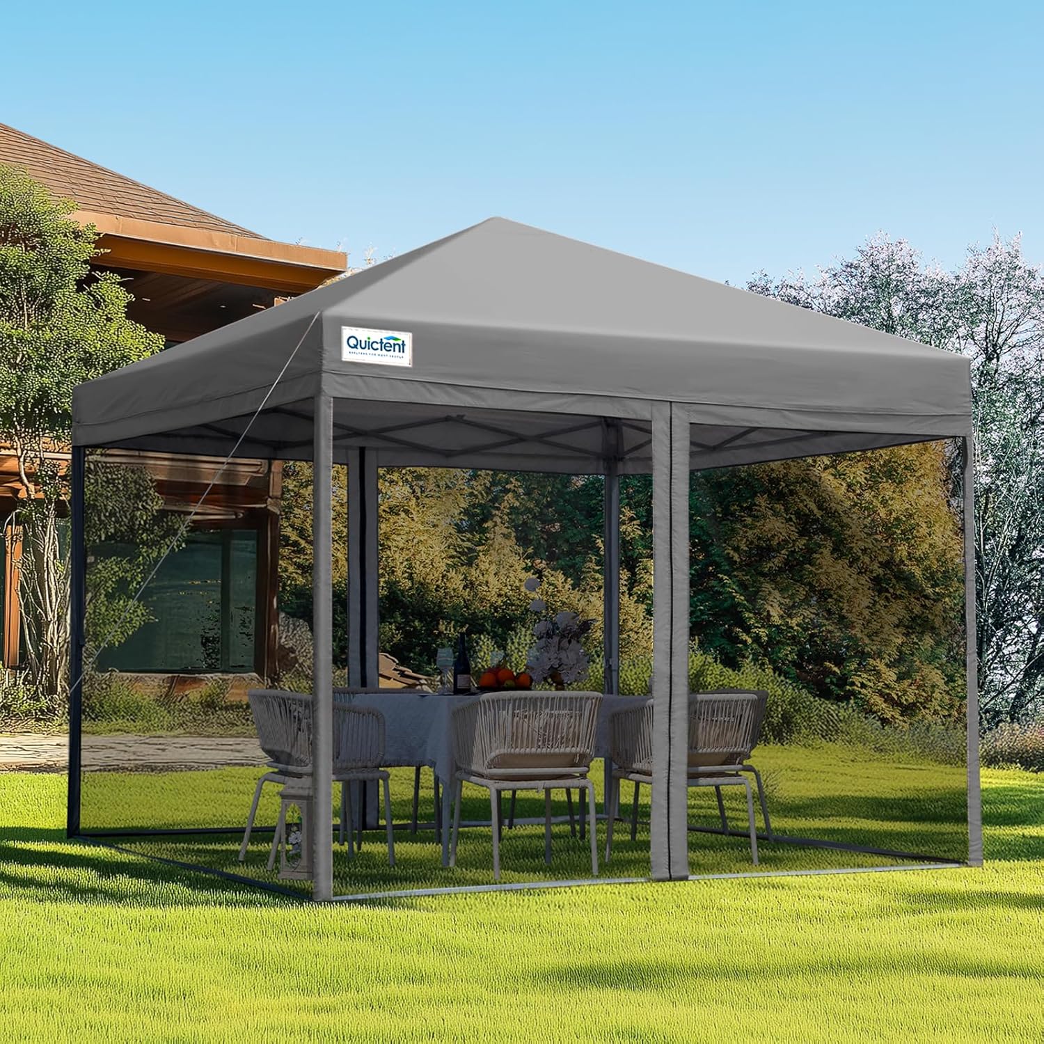 Quictent Pop up Canopy Tent with Mosquito Netting, Easy Set up Screened Gazebo House Room Tent Portable & Waterproof for Patio, Backyard, Camping Or Outdoor Use