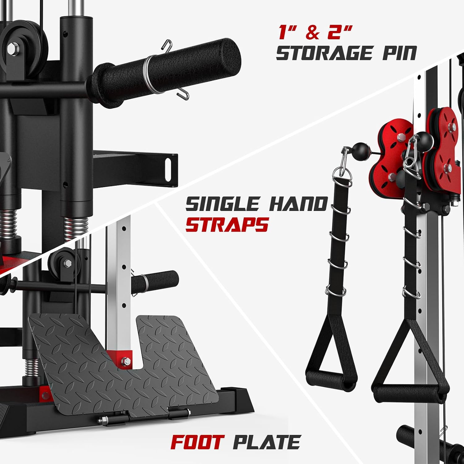 Wall Mount Cable Station, Crossover Machine With 18 Positions Dual Pulley System, LAT Pull Down and Row Machine, High and Low Pulley Stations for Home Gym Fitness Equipment