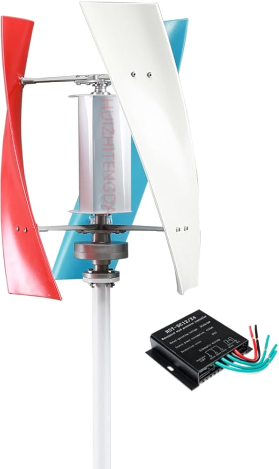 1500W Wind Turbine, 12V 24V 48V Vertical 3 Phase Wind Power Generator Renewable Energy with Controller for Outdoor Courtyard Use and Wind Turbine Systems