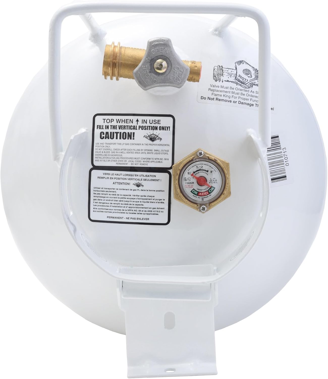 Flame King YSN201HZL 20-LB Steel Horizontal Propane Tank Cylinder for Fire Tables, Fire Pits, Patio Heaters, Barbeques, RVs, and Truck Campers