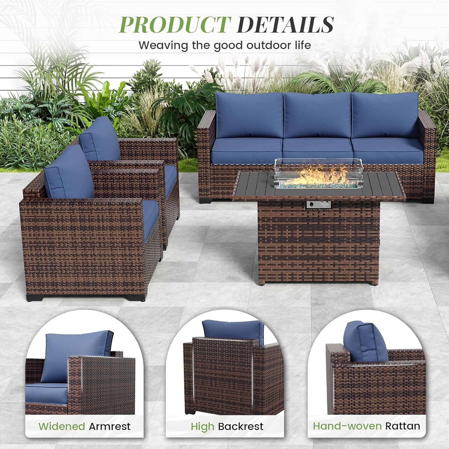 Amopatio Oversized Outdoor Sectional Sofa Set with 44