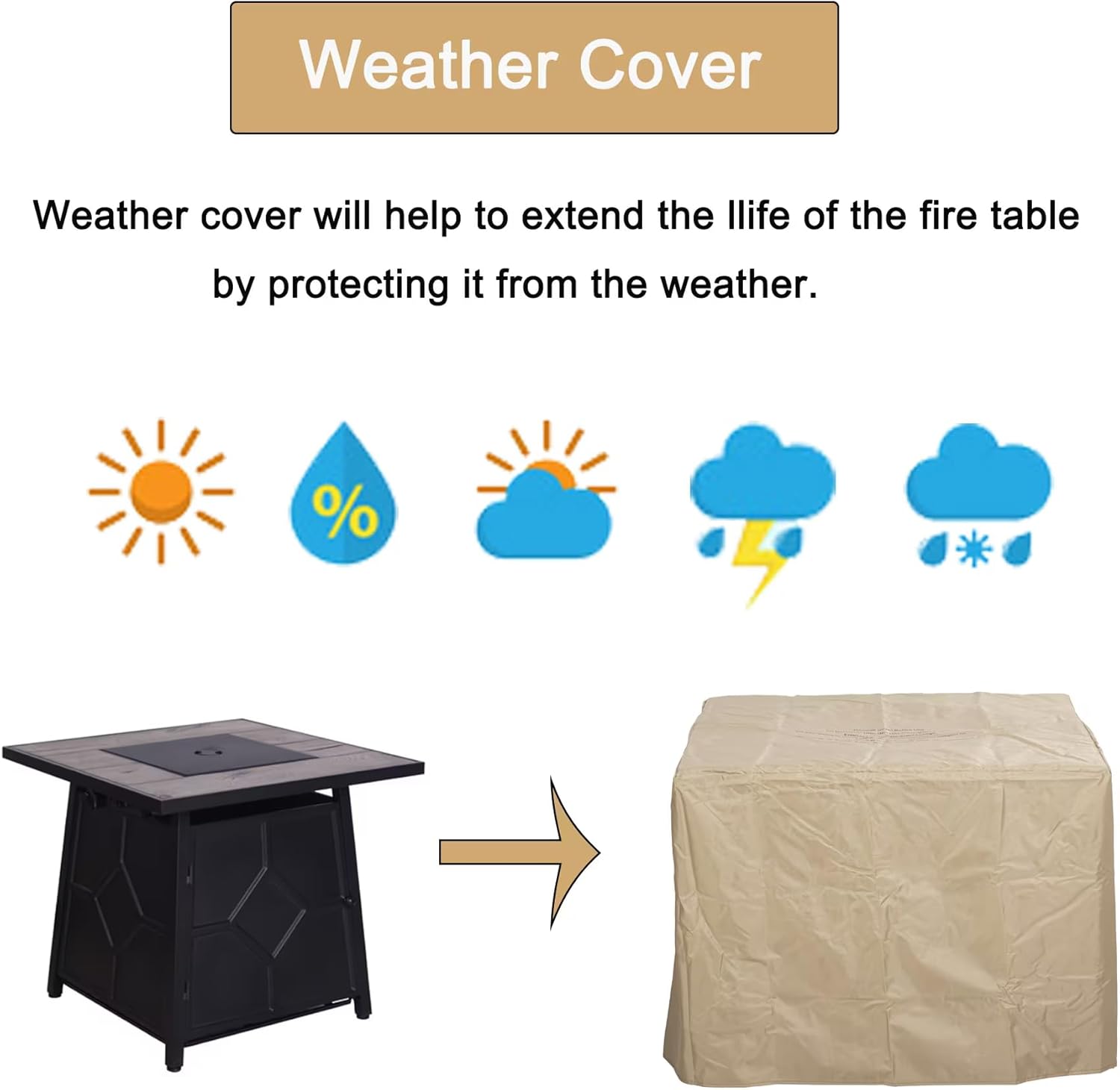 28 in Gas Fire Pits Table,40,000 BTU Steel Propane Gas Fire Pit Table with Steel lid,Weather Cover,Electronic Ignition System,Hideaway Tank Holder,CSA,2-in-1 Square Steel Gas Firepits,Outdoor Garden