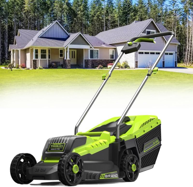 40V Cordless Lawn Mower with Grass Collection Bag, 3 Position Height Adjustment Electric Lawn Mower, 2 x 20V 4.0Ah Battery Powered Push Lawnmower, Charger Included