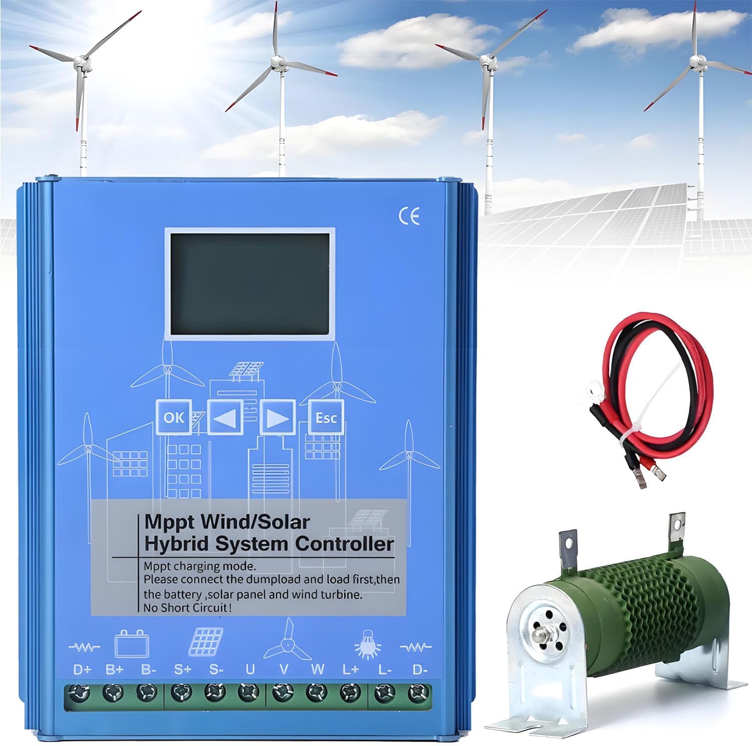 16000W Wind and Solar Charge Controller,Wind Solar Turbine Generator Controller,with LCD Display and Dump Load,Wind Solar Hybrid Charge Controller, for Home, Boat, Street Light 12V