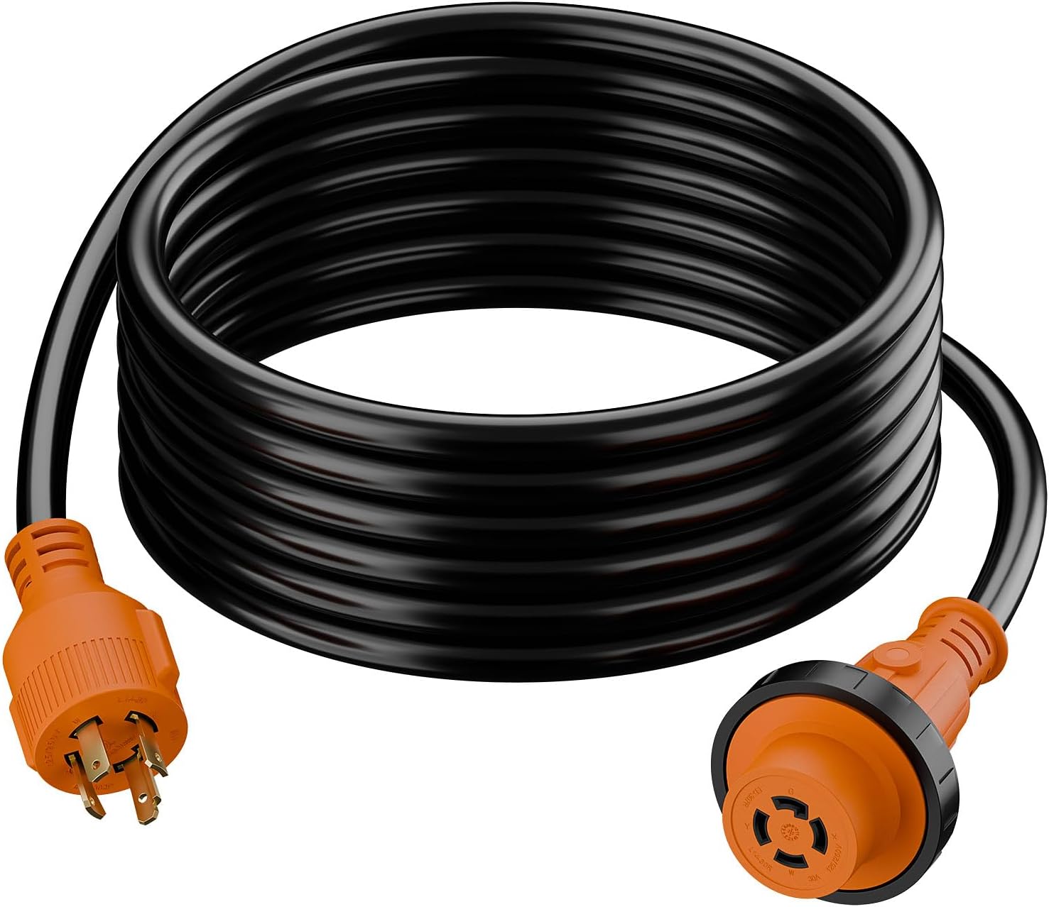 15ft Nema L14-30P Waterproof RV 30Amp Power Inlet Box and L14-30P Extension Cable 15FT, ETL Listed 30A Generator Power Inlet, Outdoor use L14-30 30A 125V 3750W Inlet Box with LED Light AC0067