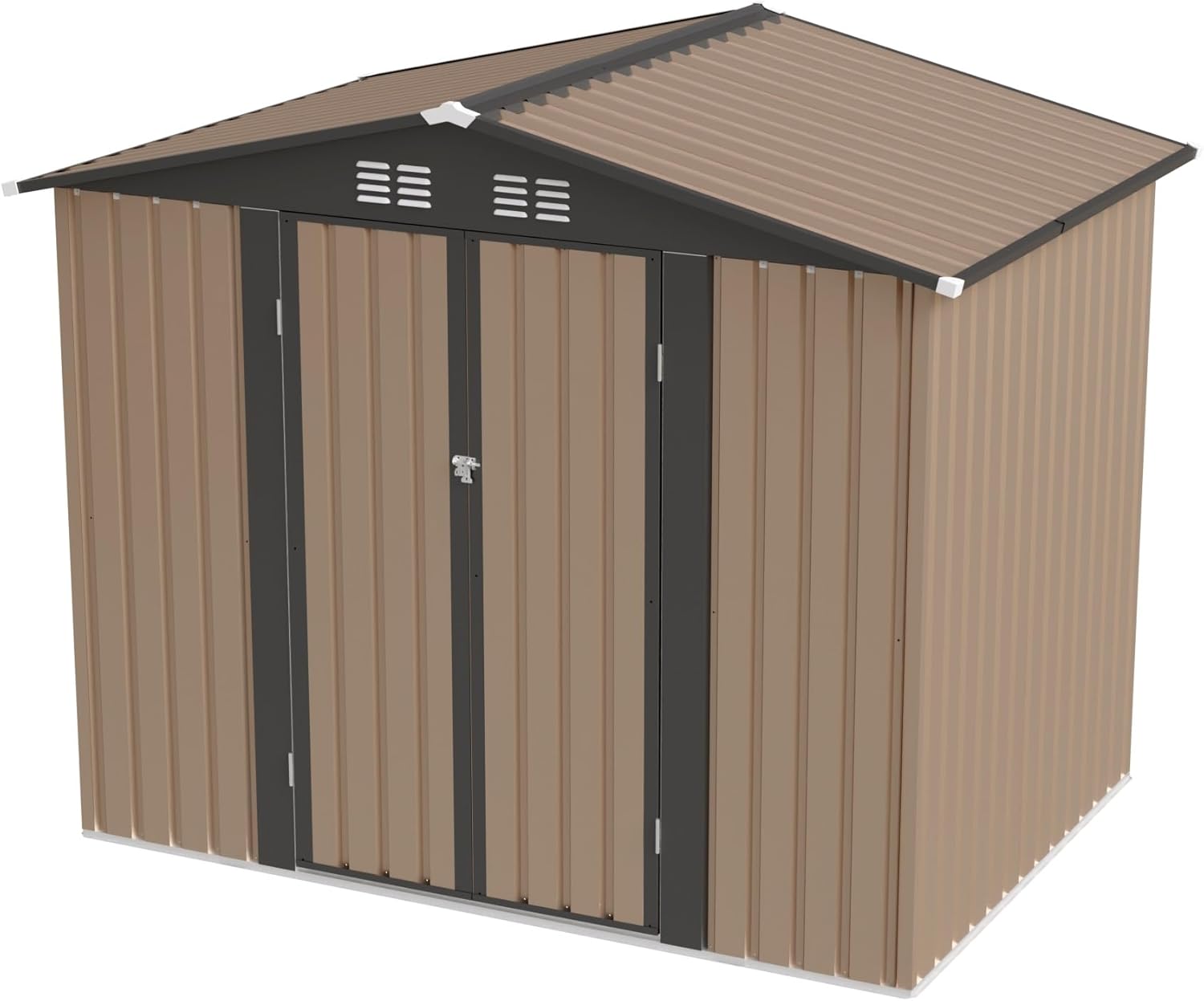 Spacious 8FT x 6FT Garden Shed with Apex Roof - Ideal for Patio or Backyard Storage - Durable Galvanized Steel Metal Construction