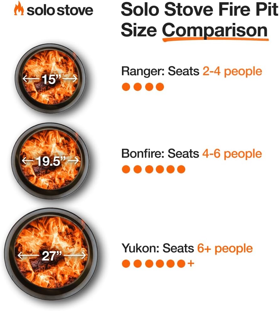 Solo Stove Bonfire Essential Bundle | Smokeless Fire Pit with Stand & Lid, Ideal for 4–6 People | Portable Wood Burning, Removable Ash Pan, Stainless Steel, 16.75