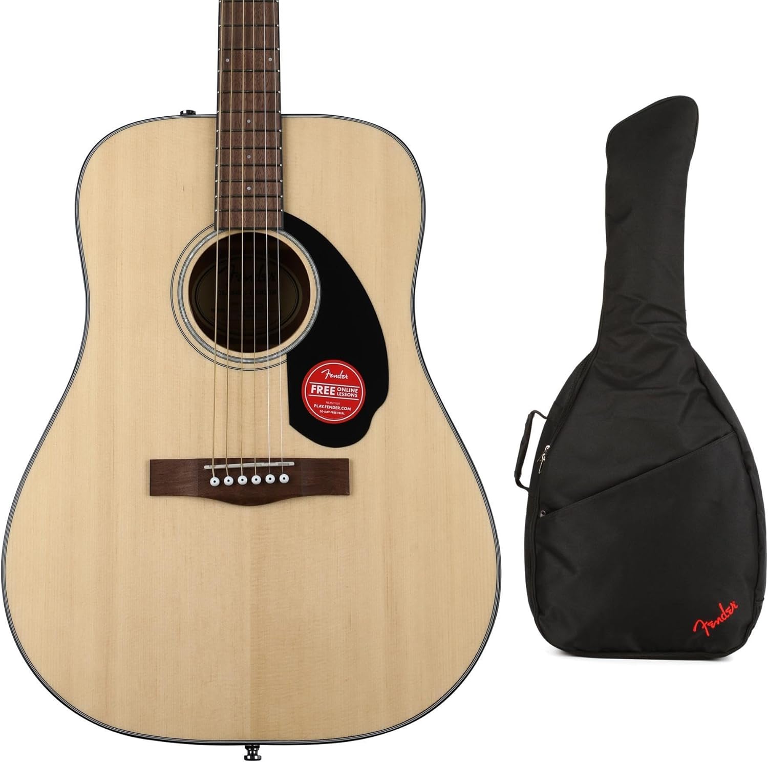 Fender CD-60S Acoustic Guitar Bundle - Solid Spruce Top, Mahogany Back, with Padded Gig Bag - Ideal for Beginners and Experienced Players
