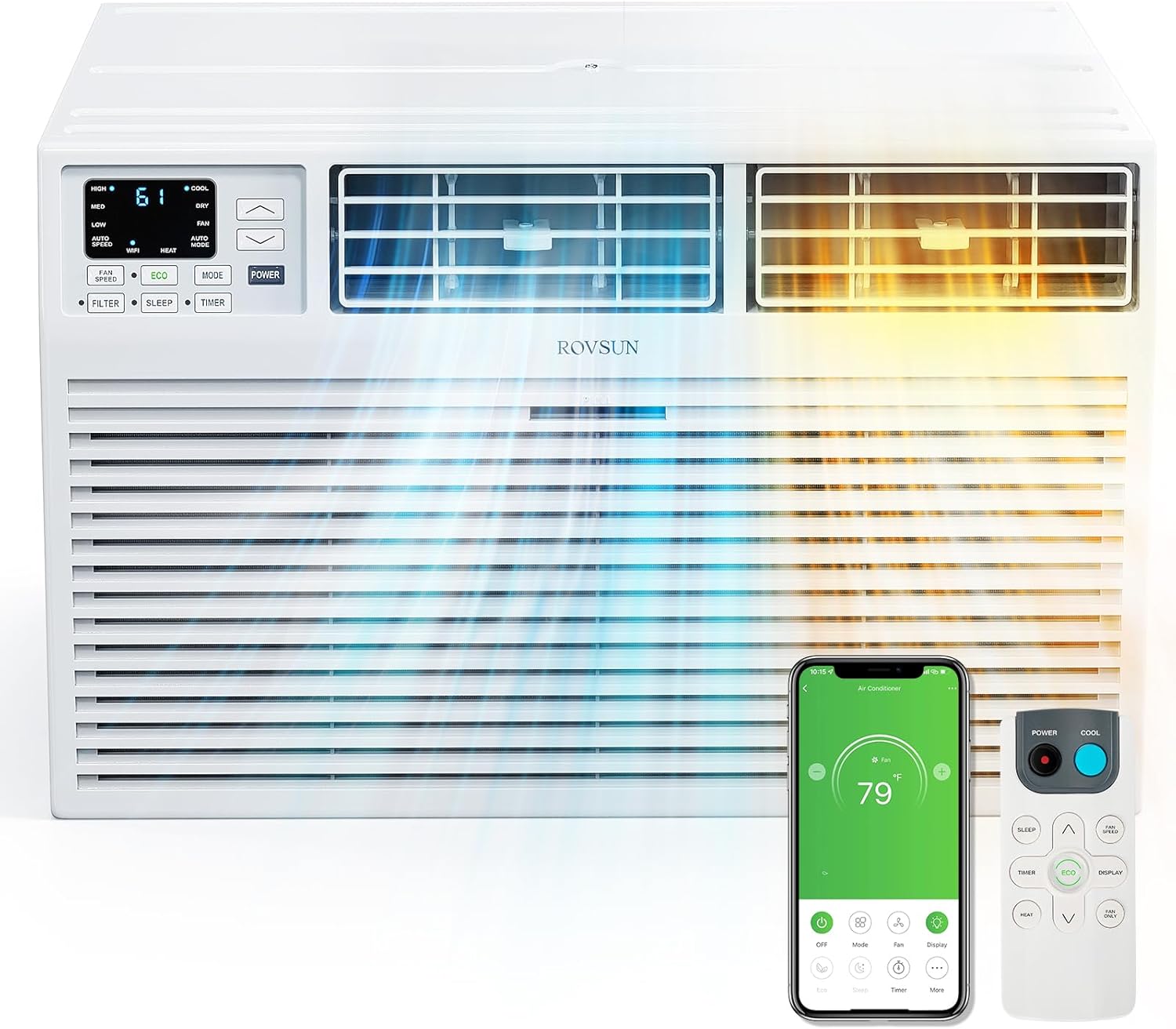 ROVSUN Smart 10000 BTU Through the Wall Air Conditioner with Heat, Wall AC Unit & Heater Combo with Remote, APP & Voice Control & Timer Function, Compatible with Alexa/Google Assistant, 230V/60Hz