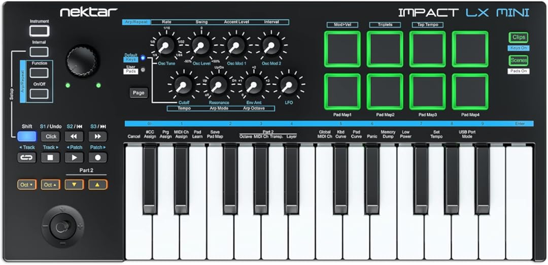 Nektar Impact LX Mini - USB MIDI Controller Keyboard with Nektar DAW Integration Black