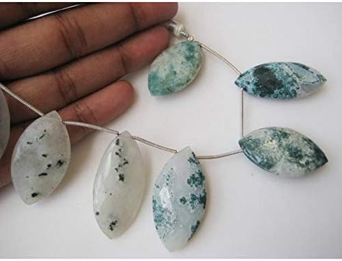 moss agate briolettes/faceted marquise/green moss agate/moss agate beads/ 16x24mm to 18x35mm/ 9 pieces