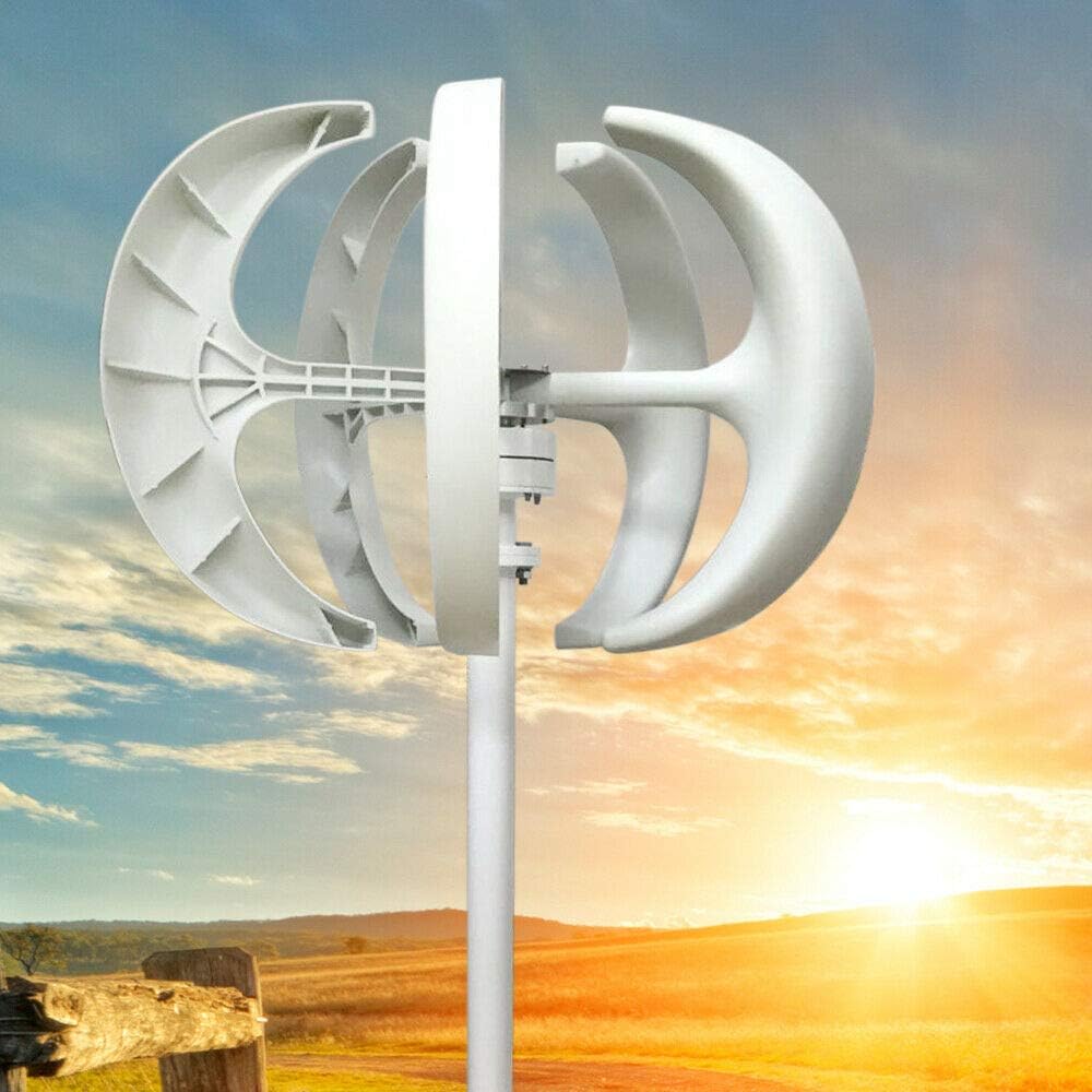 CNCEST 600W Lantern Type 5 Blades Vertical Wind Turbine Generator with Controller, Flange Plate, for Marine Boat Wind Solar Hybrid Streetlight (12V)