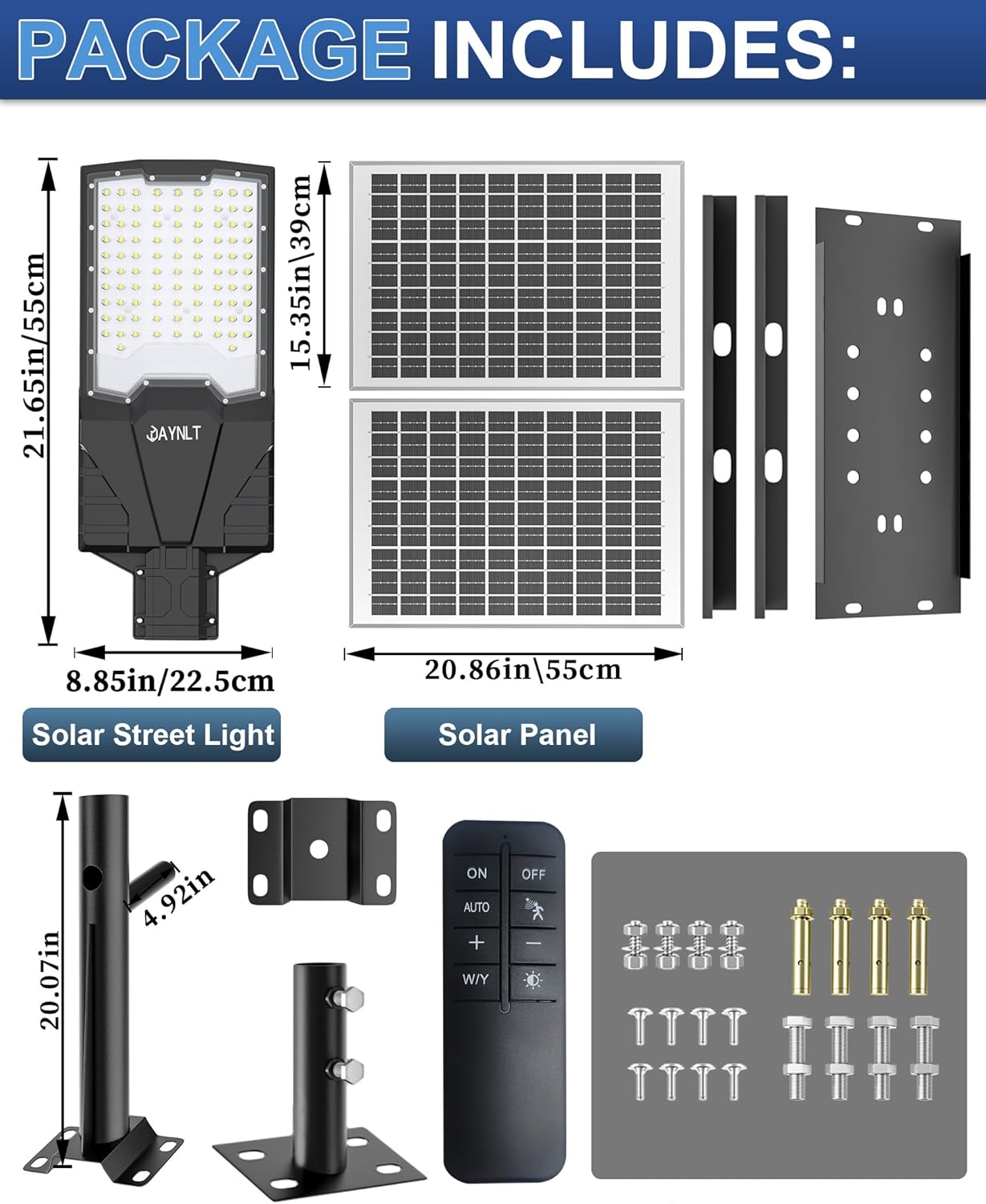 JAYNLT X-18000W Solar Street Lights Outdoor, 6500K Ultra-Large Parking Lot Lights Commercial Dusk to Dawn,IP67 Waterproof Solar Power Flood Security Lamps for Playground,Garage