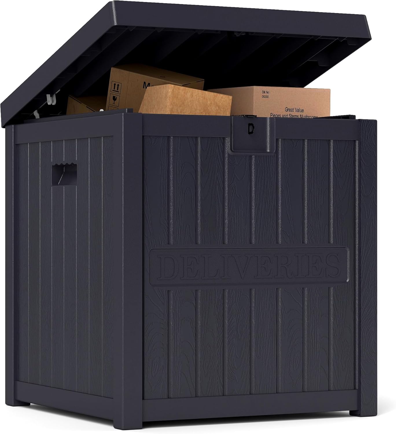 ZYJOYY Outdoor Package Delivery Box, Lockable and Waterproof Storage Deck Box, Anti-Theft Parcel Drop Boxes, Outdoor Package Delivery for Porch and Curbside, Black